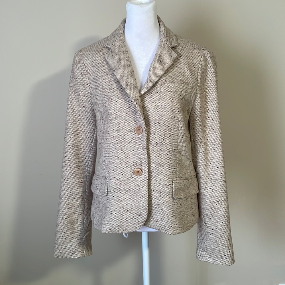 Theory woman’s tan blazer wool blend size 10